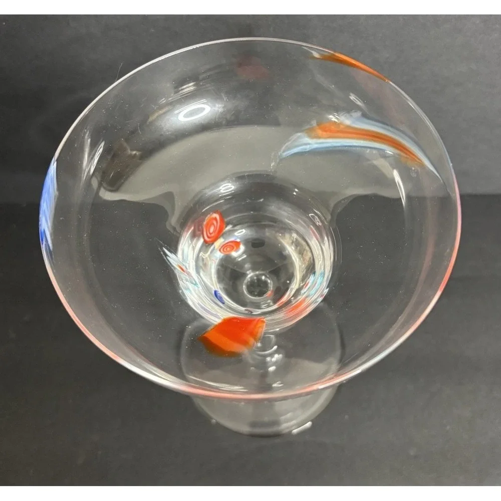 2 Millefiori Margarita Glasses Clear 6.5